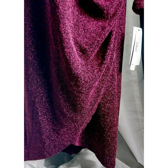 NWT Magenta Metallic Glitter Long Sleeve Sheath Dress Size 18 - Picture 7 of 10